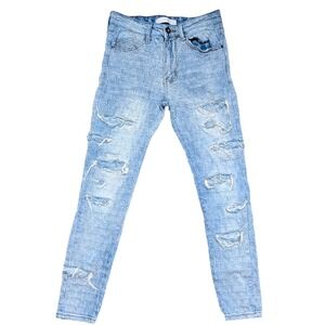 KDNK Distressed Skinny Jeans Men 28 Light Blue Ripped Frayed Streetwear Denim